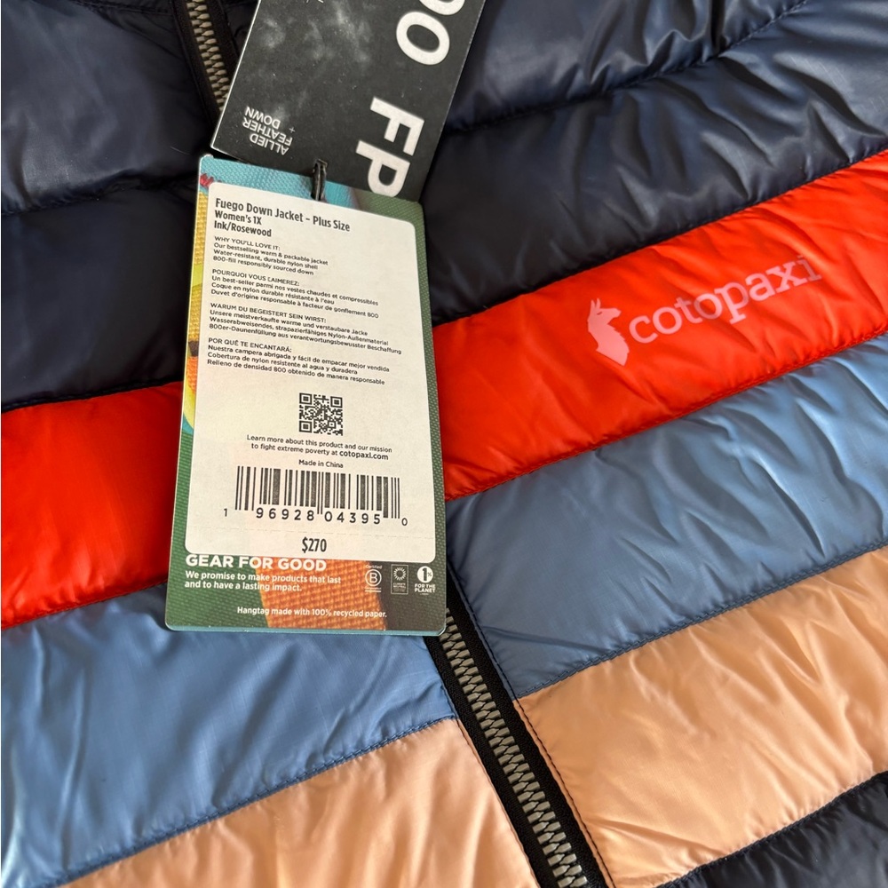 Cotopaxi Women’s XL Fuego Down Jacket Puffer Puff NWT ink/rosewood - Picture 4 of 6